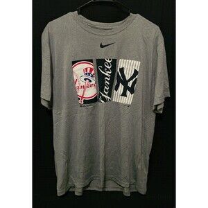 The Nike Tee Men's XL New York Yankees Dri-Fit Shirt Crewneck Gray MLB Logo